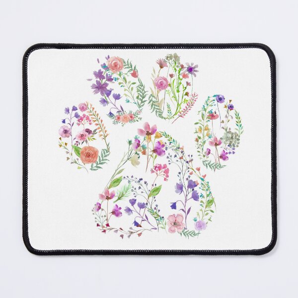 Item preview, Watercolor floral pet footprint illustration. Wildflowers silhouette of dog and cat footprints. Floral pet footprint design designed and sold by Marina Braga Artista en acuarela y diseñadora gráfica.
