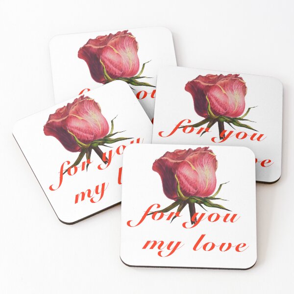 Item preview, Rose with the inscription "For you my love" on a white background designed and sold by Zayferd Art Gallery.
