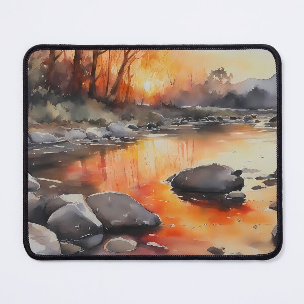 Item preview, Colorful Sunset over Rocky Riverbed designed and sold by CalmnessbyChoice.