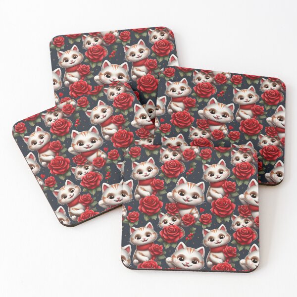 Item preview, Bold Cats and Roses: A bold and striking pattern featuring dramatic cats and vibrant red roses, perfect for making a statement. Purfect for Christmas, Valentines, Birthdays and all occasions designed and sold by Grang Art Artistic Designs.