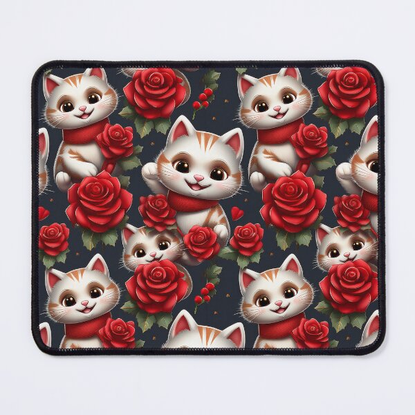 Item preview, Bold Cats and Roses: A bold and striking pattern featuring dramatic cats and vibrant red roses, perfect for making a statement. Purfect for Christmas, Valentines, Birthdays and all occasions designed and sold by Grang Art Artistic Designs.