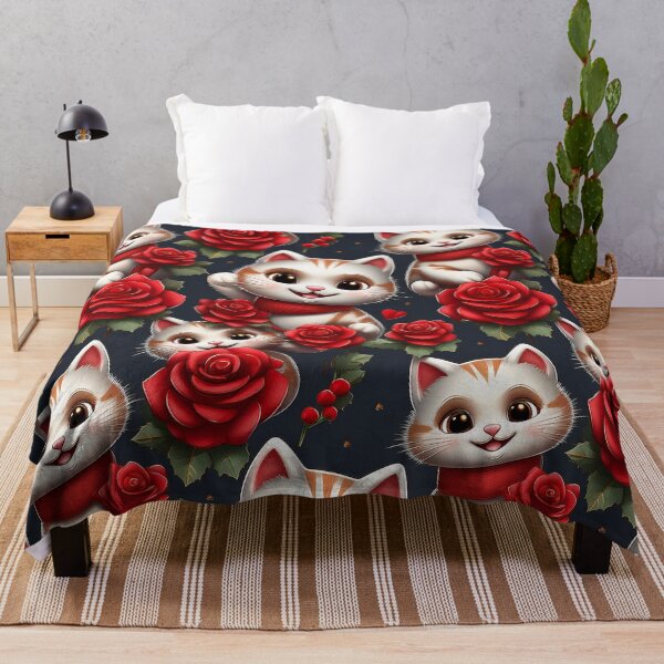 Item preview, Bold Cats and Roses: A bold and striking pattern featuring dramatic cats and vibrant red roses, perfect for making a statement. Purfect for Christmas, Valentines, Birthdays and all occasions designed and sold by Grang Art Artistic Designs.