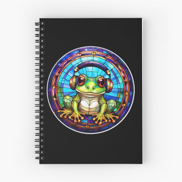 Item preview, Stained Glass Frog in Headphones designed and sold by Boxing Kangaroo Retail Company.