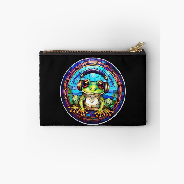 Item preview, Stained Glass Frog in Headphones designed and sold by Boxing Kangaroo Retail Company.