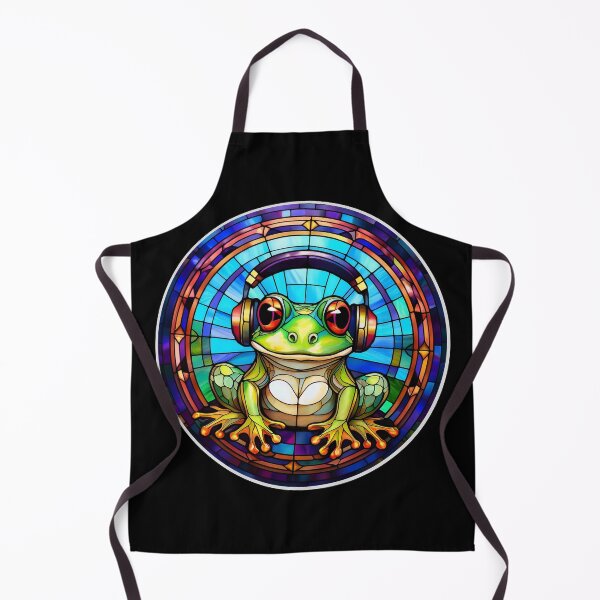 Item preview, Stained Glass Frog in Headphones designed and sold by Boxing Kangaroo Retail Company.