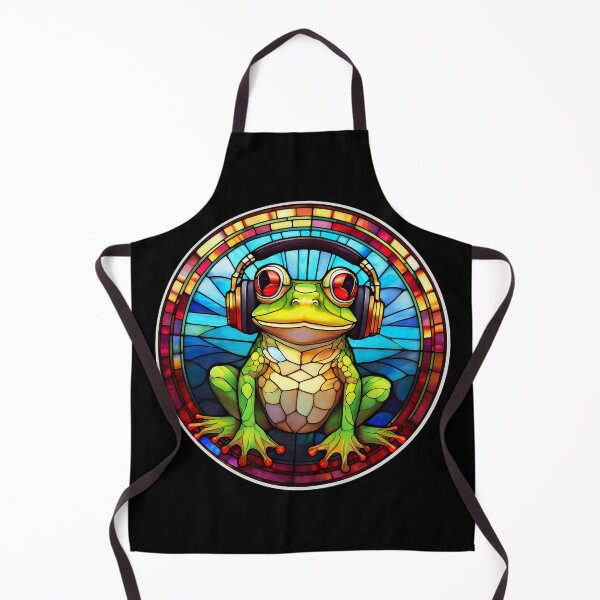 Item preview, Stained Glass Frog in Headphones designed and sold by Boxing Kangaroo Retail Company.