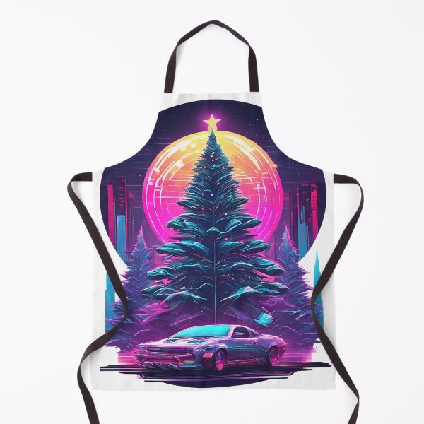 Item preview, Retro-Futuristic Christmas Tree with Neon City and Sports Car designed and sold by MystiqSlav.