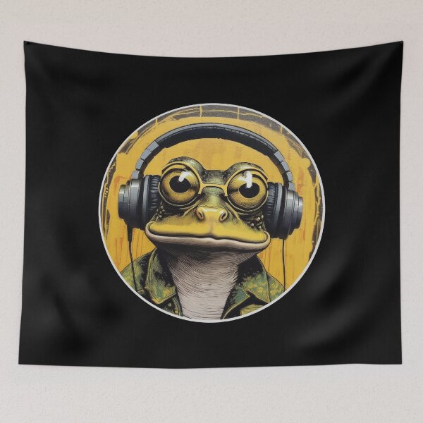 Item preview, Screen Print Frog in Headphones designed and sold by Boxing Kangaroo Retail Company.