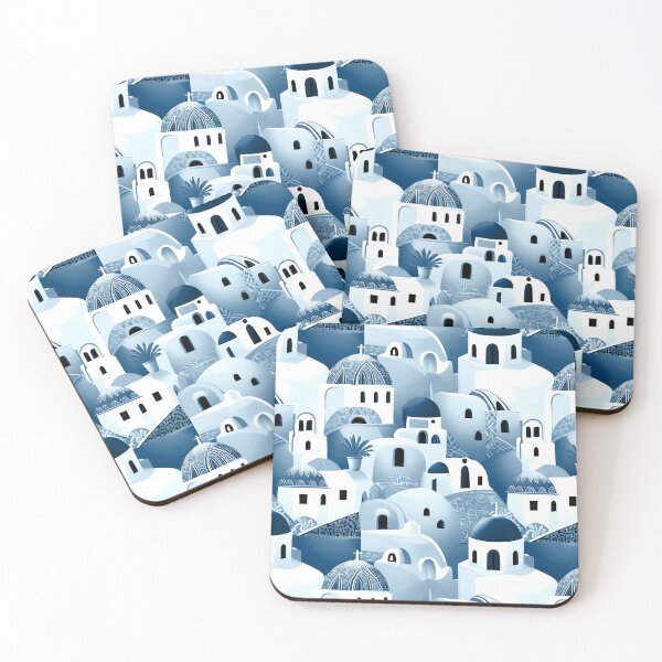 Item preview, Santorini Greek Island Teal Blue and White Houses designed and sold by inspirationzgal.