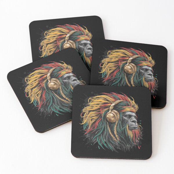 Item preview, Rasta Gorilla with Headphones for Reggae Music Lovers designed and sold by love3617.