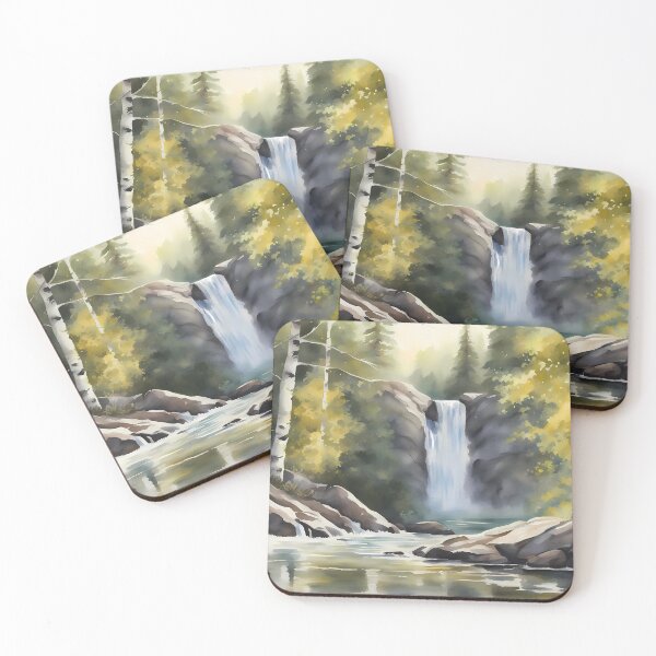 Item preview, Large Waterfall in Birch Forest designed and sold by CalmnessbyChoice.