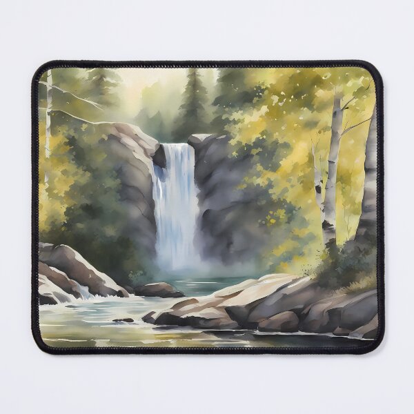 Item preview, Large Waterfall in Birch Forest designed and sold by CalmnessbyChoice.
