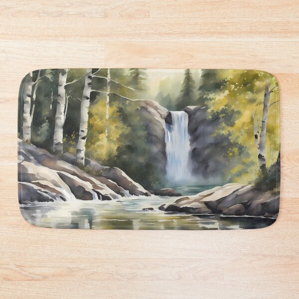 Item preview, Large Waterfall in Birch Forest designed and sold by CalmnessbyChoice.