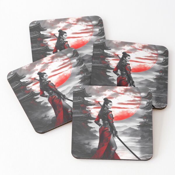 Item preview, Red Moon Women Samurai – Dramatic Japanese Women Warrior designed and sold by MystiqSlav.