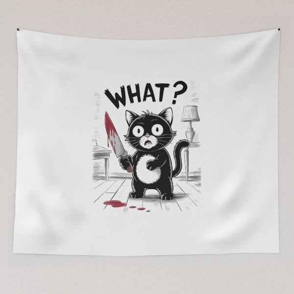 Item preview, Cat What? Murderous Black Cat With Knife designed and sold by extraordinar-ia.