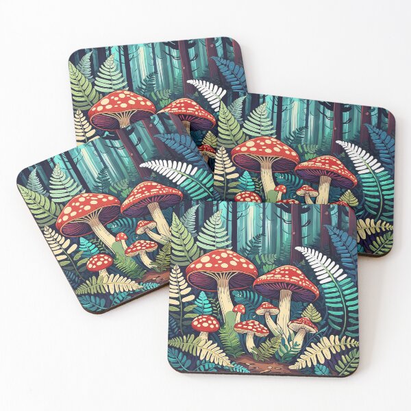 Item preview, Mushrooms in a forest in cottagecore style poster designed and sold by Moonde04.