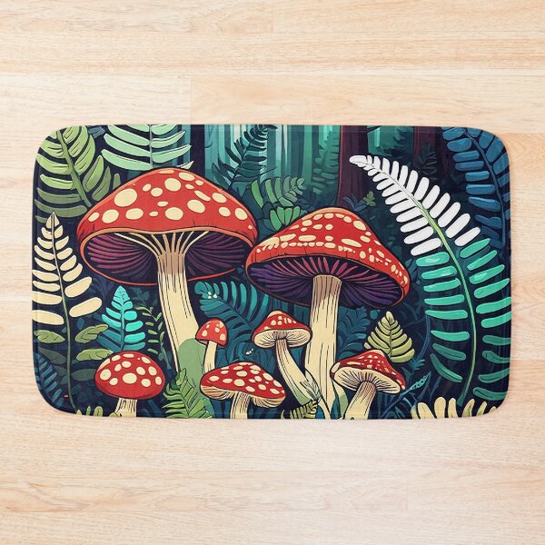 Item preview, Mushrooms in a forest in cottagecore style poster designed and sold by Moonde04.