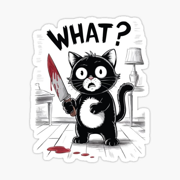 Item preview, Cat What? Murderous Black Cat With Knife designed and sold by extraordinar-ia.