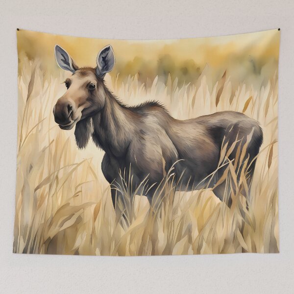 Item preview, Moose Calf in Field designed and sold by CalmnessbyChoice.
