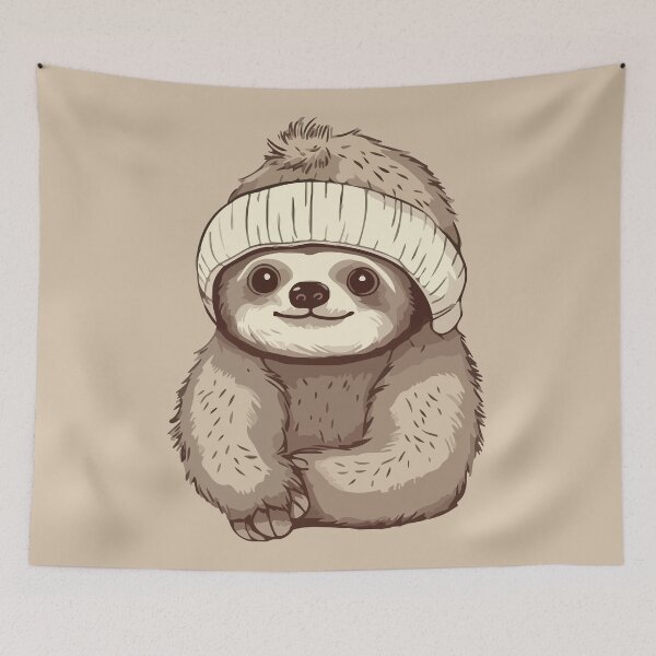 Item preview, Cute sloth wearing a pom pom toque designed and sold by Amir Faysal.