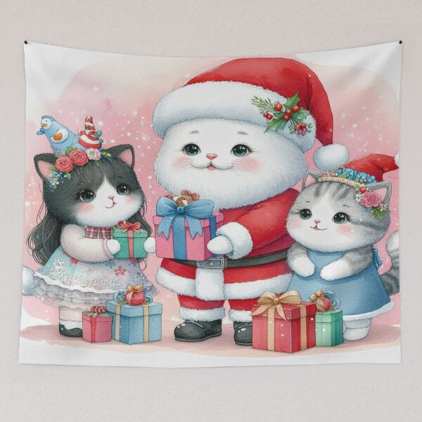 Item preview, Christmas White Cat: Gifts for Kittens in Watercolor designed and sold by FotoworldEdel.