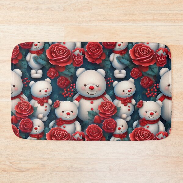 Item preview, Red Hot Teddy Bear: A bold and vibrant pattern featuring a teddy bears surrounded by striking red roses, perfect for modern and edgy designs designed and sold by Grang Art Artistic Designs.