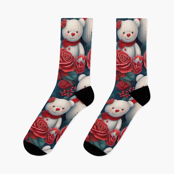 Item preview, Red Hot Teddy Bear: A bold and vibrant pattern featuring a teddy bears surrounded by striking red roses, perfect for modern and edgy designs designed and sold by Grang Art Artistic Designs.