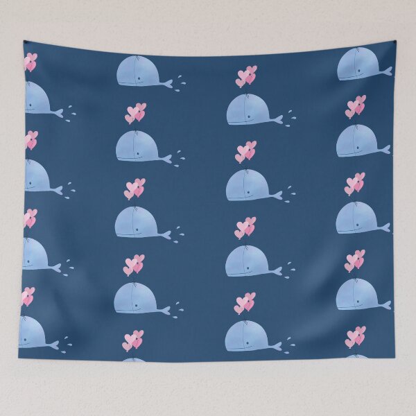 Item preview, cute whale with hearts designed and sold by CreativeElle.