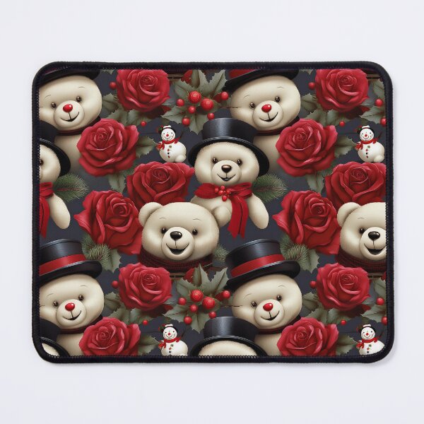 Item preview, Modern Teddy Bear and Roses: A contemporary pattern featuring a sleek, minimalist teddy bear and bold red roses, perfect for modern and minimalist designs. designed and sold by Grang Art Artistic Designs.
