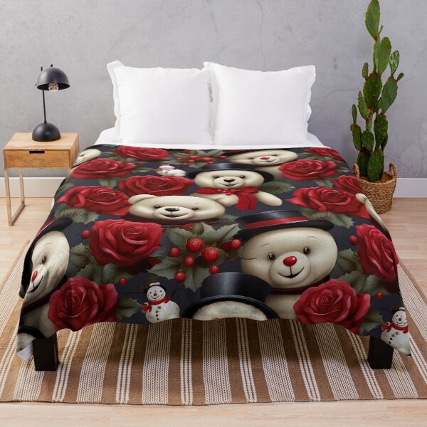 Item preview, Modern Teddy Bear and Roses: A contemporary pattern featuring a sleek, minimalist teddy bear and bold red roses, perfect for modern and minimalist designs. designed and sold by Grang Art Artistic Designs.