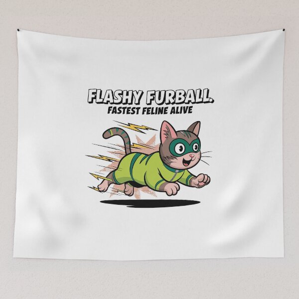 Item preview, Flashy Furball - Fast and Funny Superhero Cat designed and sold by ObjCrea123.