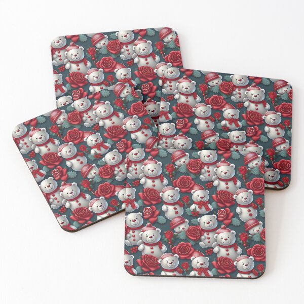 Item preview, Modern Teddy Bear and Roses: A contemporary pattern featuring a sleek, minimalist teddy bear and bold red roses, perfect for modern and minimalist designs. designed and sold by Grang Art Artistic Designs.