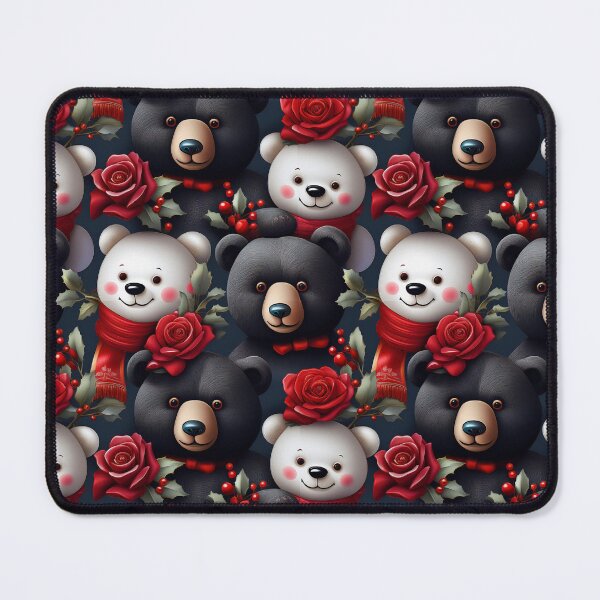 Item preview, Elegant Teddy Bear and Roses: An elegant pattern featuring a sophisticated teddy bear and delicate red roses, perfect for adding a touch of luxury to any project. designed and sold by Grang Art Artistic Designs.