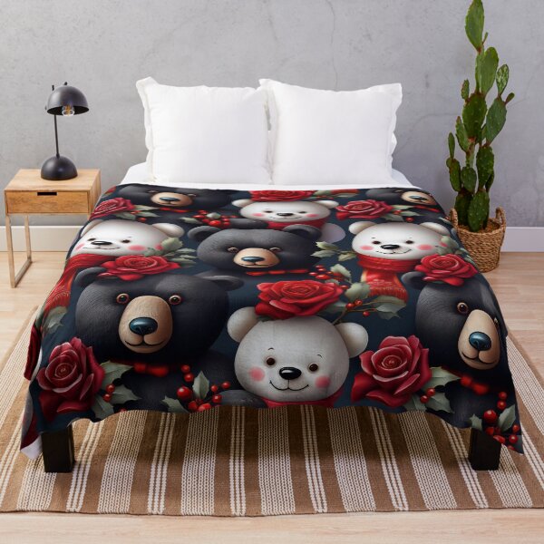 Item preview, Elegant Teddy Bear and Roses: An elegant pattern featuring a sophisticated teddy bear and delicate red roses, perfect for adding a touch of luxury to any project. designed and sold by Grang Art Artistic Designs.