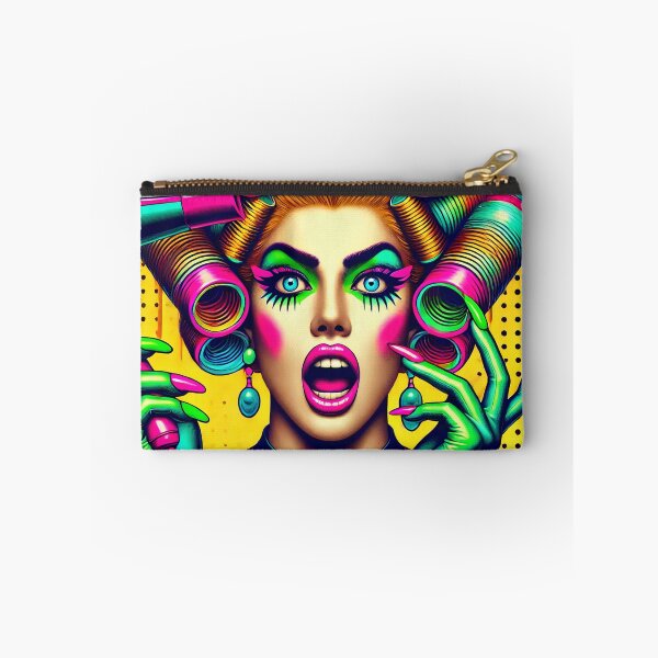 Item preview, Electric Beauty Pop - Vibrant Retro Glam with Hair Rollers designed and sold by ANIARTONLINE.