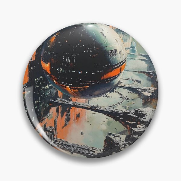 Item preview, Futuristic Orbital Cityscape - Sci-Fi Megastructure with Floating Spheres designed and sold by Echodreams.
