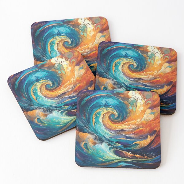 Item preview, A design of a swirling vortex of colors, primarily blue and orange, creating a dynamic and abstract representation of a powerful wave. designed and sold by HEMRO.
