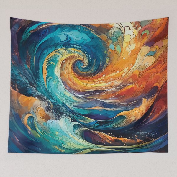 Item preview, A design of a swirling vortex of colors, primarily blue and orange, creating a dynamic and abstract representation of a powerful wave. designed and sold by HEMRO.