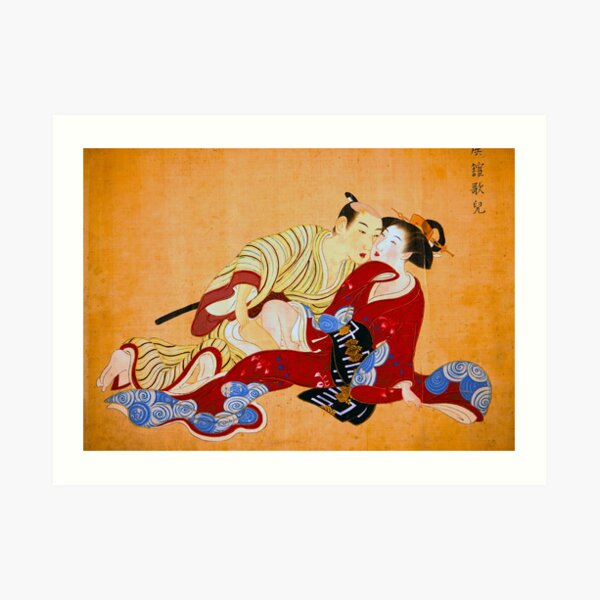 Erotic Art Red Hot Love Japanese Shunga Art Print
