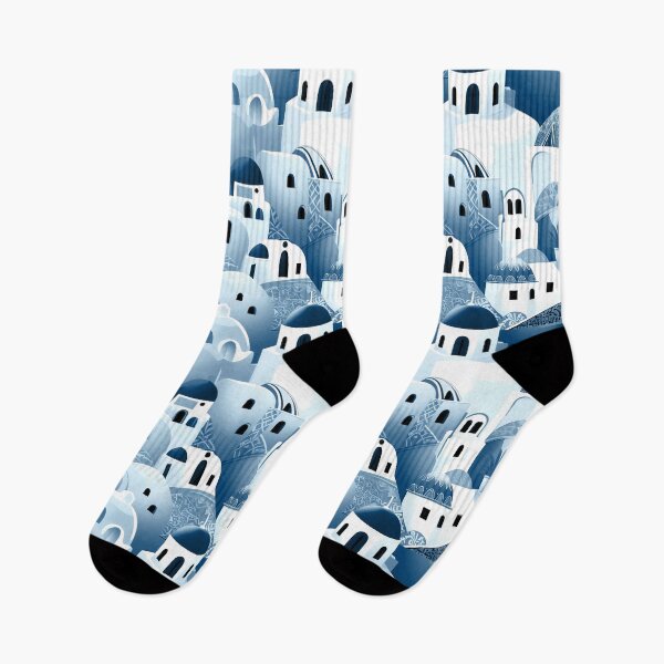 Item preview, Santorini Greek Island Teal Blue and White Houses designed and sold by inspirationzgal.
