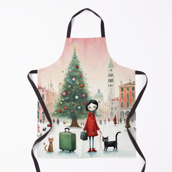 Item preview, Cat woman arrives to the city at Christmas with cats kitten tabbycat designed and sold by Coolparrotgirl.