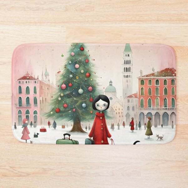 Item preview, Cat woman arrives to the city at Christmas with cats kitten tabbycat designed and sold by Coolparrotgirl.