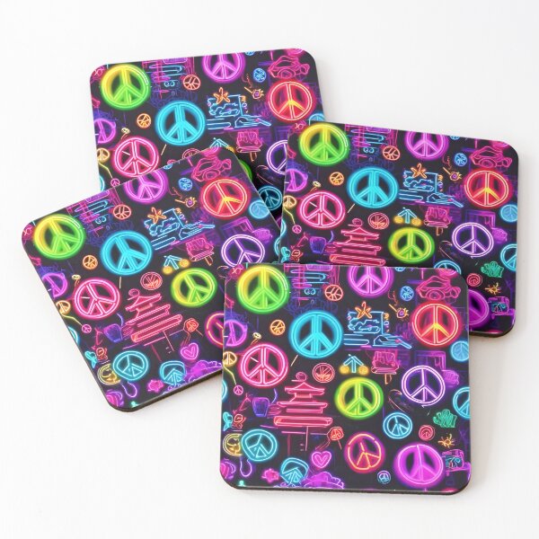 Item preview, Colorful Neon Peace Pattern designed and sold by Health And Fitness Posts e-Store.