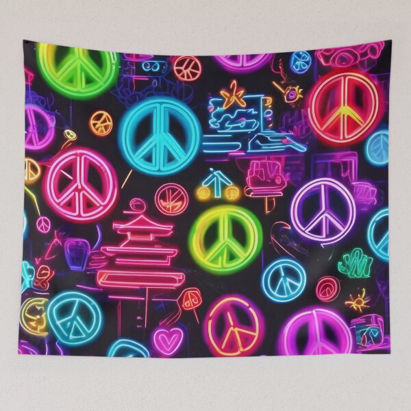 Item preview, Colorful Neon Peace Pattern designed and sold by Health And Fitness Posts e-Store.