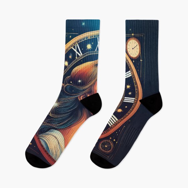 Item preview, A design of a dreamer gazing at the stars, surrounded by constellations shaped like clocks. designed and sold by HEMRO.