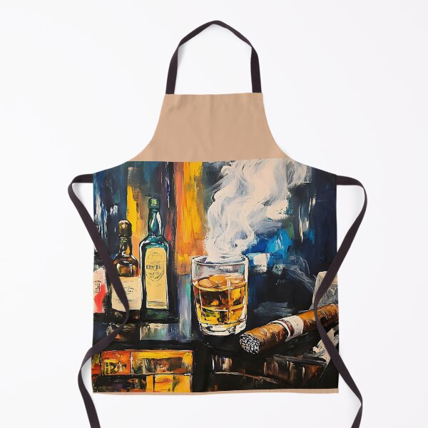 Item preview, Whisky and Cigar on Glossy Surface with Vibrant Background Bottles Abstract Digital AI Art designed and sold by OlfactoART Studio.