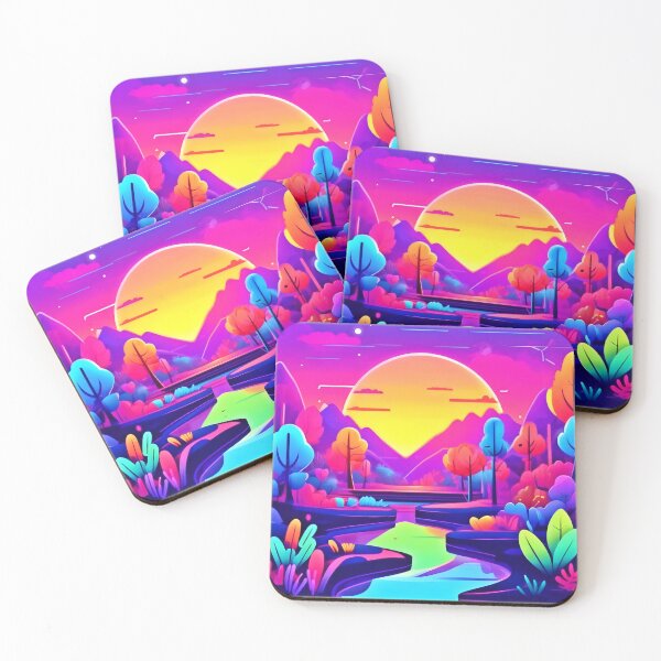Item preview, Neon Sunset Landscape Art designed and sold by Health And Fitness Posts e-Store.