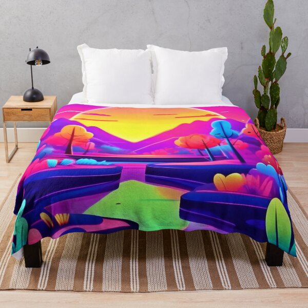 Item preview, Neon Sunset Landscape Art designed and sold by Health And Fitness Posts e-Store.
