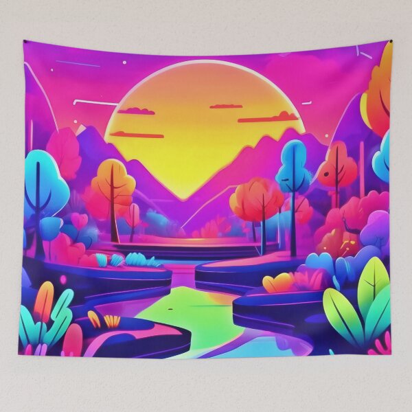 Item preview, Neon Sunset Landscape Art designed and sold by Health And Fitness Posts e-Store.