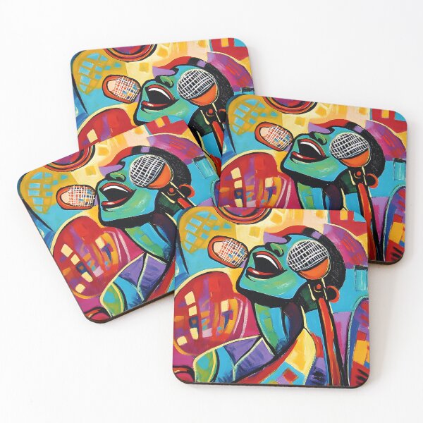 Item preview, Vibrant and Colorful Depiction of a Passionate Singer Surrounded by Energetic Geometric Shapes designed and sold by OlfactoART Studio.